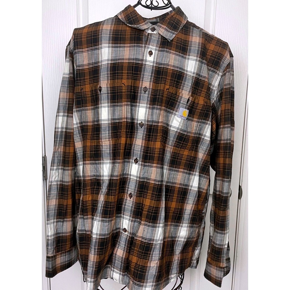 Carhartt Rugged Flex Relaxed Plaid Twill Button Shirt TW5949-M Large Workwear